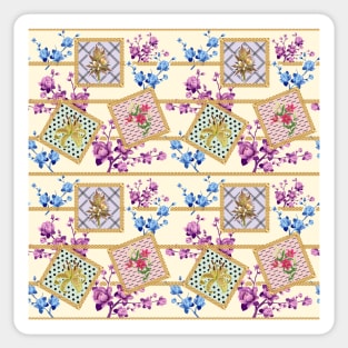 Cute flowers with golden frames Sticker